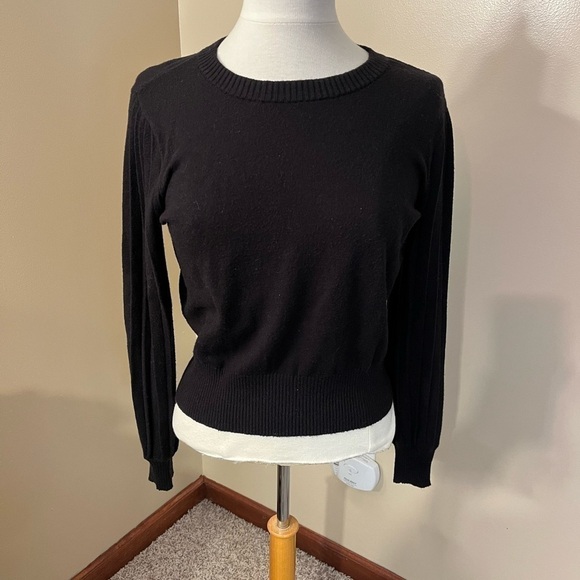 LOFT Black Pleated Sleeves Sweater Sz M - Picture 1 of 5